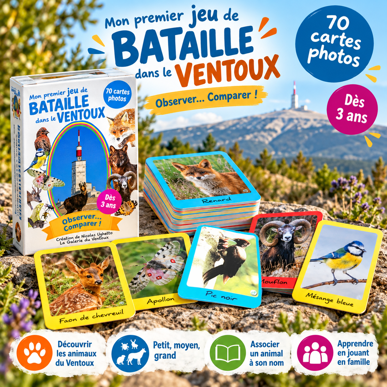 Jeu de bataille dans le Ventoux, 70 cartes photographiques de la faune sauvage par Nicolas Ughetto