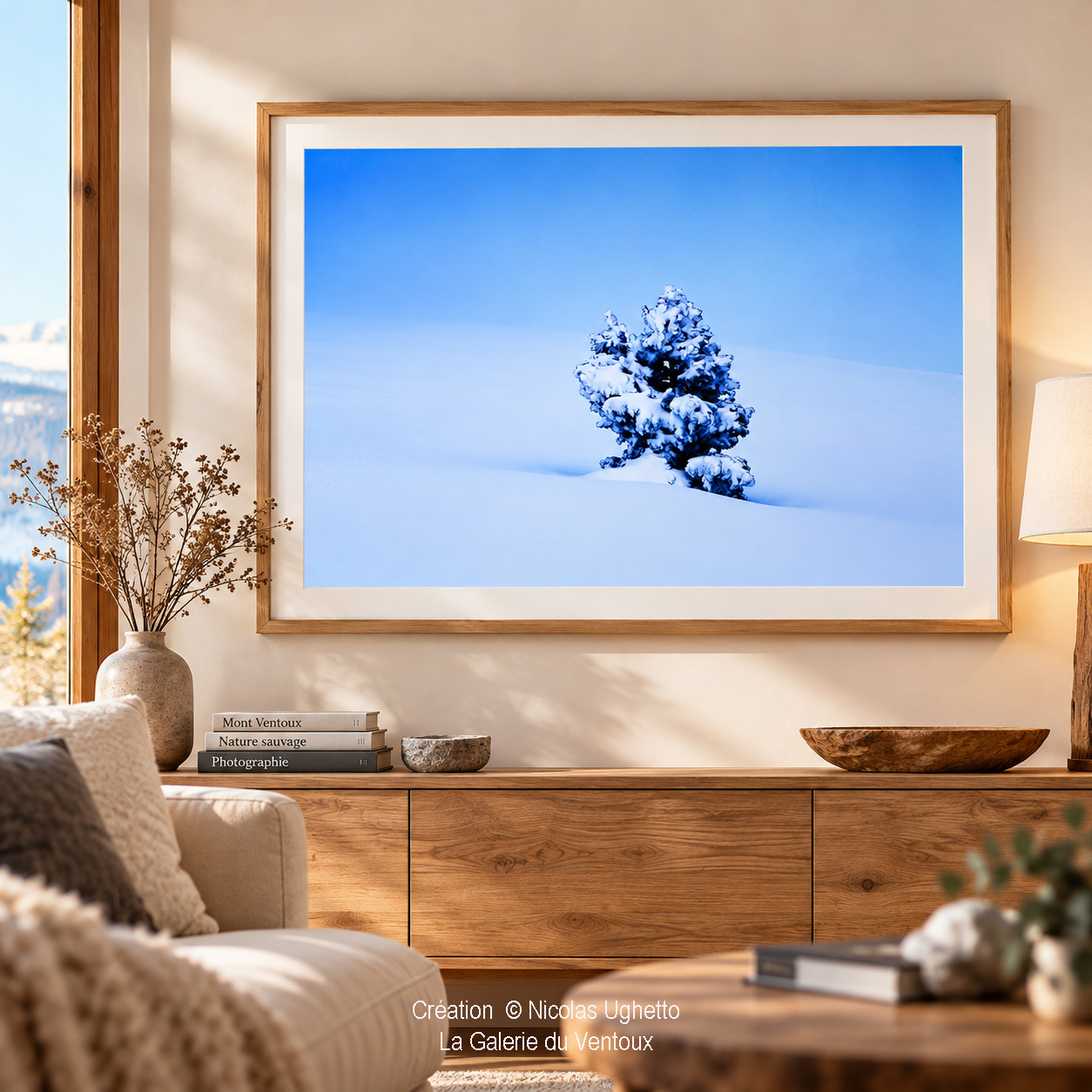 Le silence blanc, tirage d'art d'un arbre enneigé du Mont Ventoux par Nicolas Ughetto