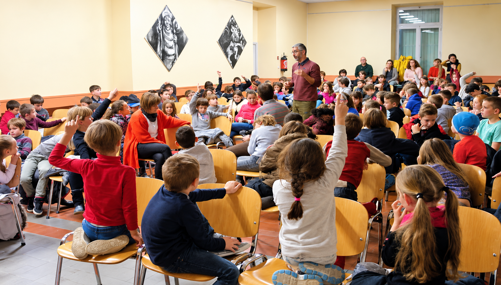Projection d'un film animalier lors d'une intervention scolaire