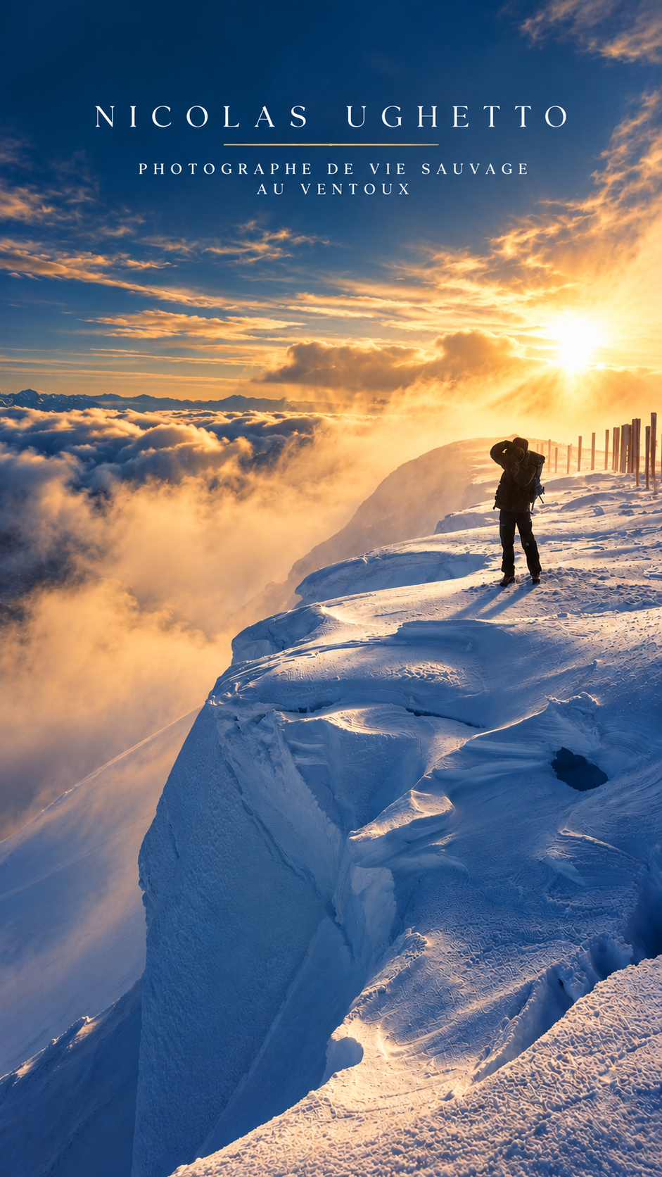 Nicolas Ughetto, photographe de vie sauvage, sur les crêtes enneigées du Mont Ventoux
