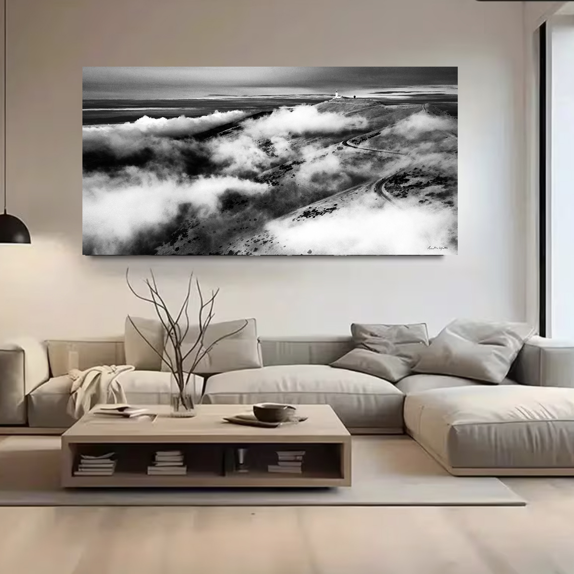Toile photo de 50 par 100 cm Le géant en noir et blanc